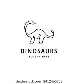 Apatosaurus dinosaur logo in liner outline design style