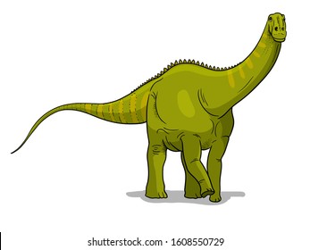 Apatosaurus dinosaur vector illustration in cartoon style.