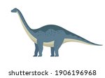 Apatosaurus dinosaur. Vector illustration of a large prehistoric dinosaur apatosaurus isolated on a white background. Side view, profile.