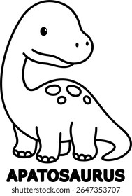 Apatosaurus, easy coloring for kids, vector, illustration, coloring book, coloring page, cozy, cute, bold, comfy