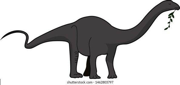 Apatosaurus eating, illustration, vector on white background.