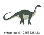 Apatosaurus huge herbivorous dinosaur with long neck and tail, cartoon prehistoric character. Vector childish dino, dinosaur animal game personage