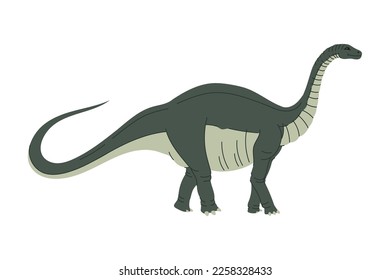 Apatosaurus huge herbivorous dinosaur with long neck and tail, cartoon prehistoric character. Vector childish dino, dinosaur animal game personage