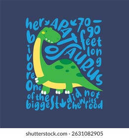 Apatosaurus with text background hand drawn illustration vector