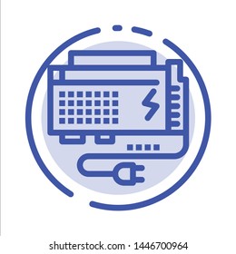 Apc, Battery, Computer, Power, Source Blue Dotted Line Line Icon