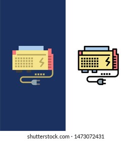 Apc, Battery, Computer, Power, Source  Icons. Flat and Line Filled Icon Set Vector Blue Background