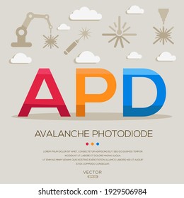 APD mean (avalanche photodiode) Laser acronyms ,letters and icons ,Vector illustration.