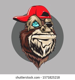 Ape Animal Gangster Vector Illustration