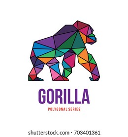 APE ANIMAL LOGO ICON SYMBOL TRIANGLE GEOMETRIC GORILLA POLYGON