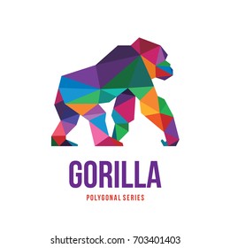 APE ANIMAL LOGO ICON SYMBOL TRIANGLE GEOMETRIC GORILLA POLYGON