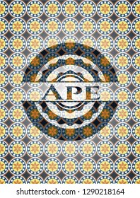 Ape arabesque style badge. arabic decoration.