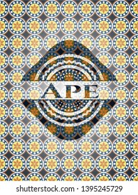 Ape arabesque style badge. arabic decoration.