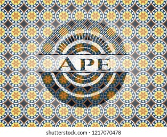 Ape arabic emblem background. Arabesque decoration.