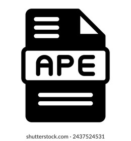 Ape Audio File Format Icon. Flat Style Design, File Type icons symbol. Vector Illustration.