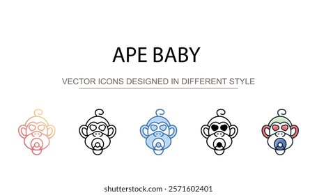 Ape Baby icon design with white background stock illustration