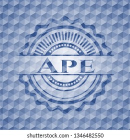 Ape blue emblem with geometric pattern.