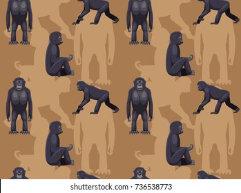 Ape Bonobo Cartoon Seamless Wallpaper