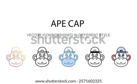Ape Cap icon design with white background stock illustration