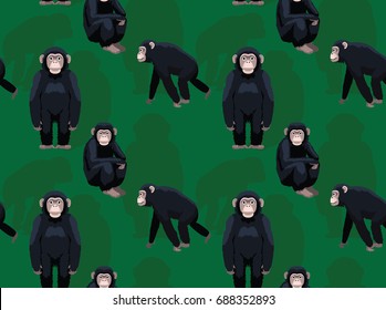 Ape Chimpanzee Cartoon Seamless Wallpaper