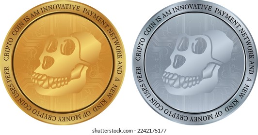 ape coin vector illustrations. 3d illustration. vector coins. svg