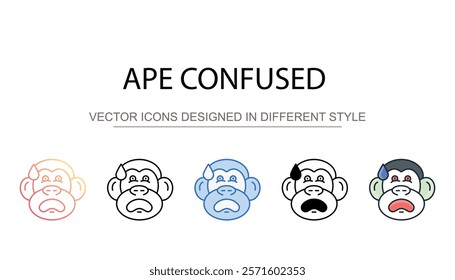 Ape Confused icon design with white background stock illustration