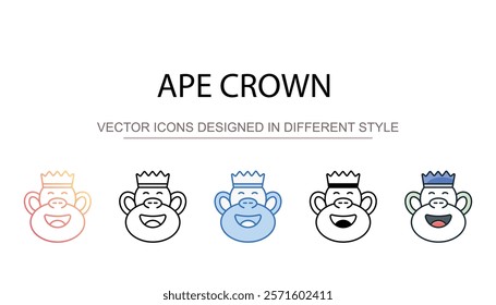 Ape Crown icon design with white background stock illustration