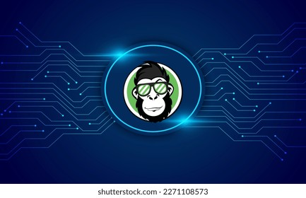 Ape Crypto  logo with crypto currency themed circle background design. Ape Coin (APE) Token  currency vector illustration blockchain technology concept  svg