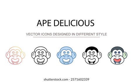 Ape Delicious icon design with white background stock illustration