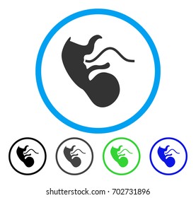 Ape Embryo rounded icon. Vector illustration style is a flat iconic symbol inside a circle, black, gray, blue, green versions. Designed for web and software interfaces.