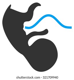 Ape Embryo vector icon. Style is bicolor flat symbol, blue and gray colors, rounded angles, white background.