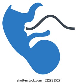 Ape Embryo vector icon. Style is bicolor flat symbol, smooth blue colors, rounded angles, white background.