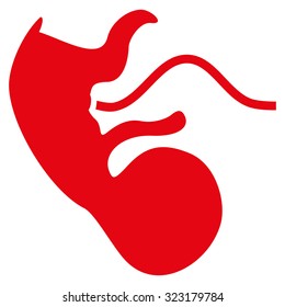 Ape Embryo vector icon. Style is flat symbol, red color, rounded angles, white background.