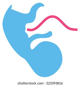 Ape Embryo vector icon. Style is bicolor flat symbol, pink and blue colors, rounded angles, white background.