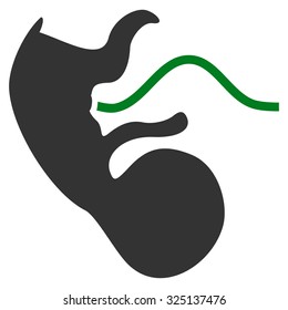 Ape Embryo vector icon. Style is bicolor flat symbol, green and gray colors, rounded angles, white background.