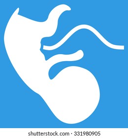 Ape Embryo vector icon. Style is flat symbol, white color, rounded angles, blue background.
