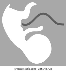Ape Embryo vector icon. Style is bicolor flat symbol, dark gray and white colors, rounded angles, silver background.