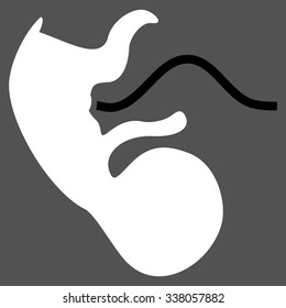 Ape Embryo vector icon. Style is bicolor flat symbol, black and white colors, rounded angles, gray background.