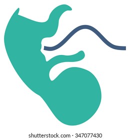Ape Embryo vector icon. Style is bicolor flat symbol, cobalt and cyan colors, rounded angles, white background.