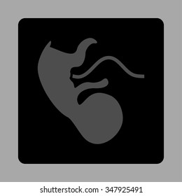 Ape Embryo vector icon. Style is flat rounded square button, gray and black colors, silver background.