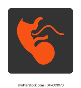 Ape Embryo vector icon. Style is flat rounded square button, orange and gray colors, white background.