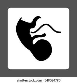 Ape Embryo vector icon. Style is flat rounded square button, black and white colors, gray background.