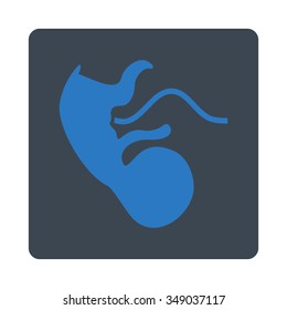 Ape Embryo vector icon. Style is flat rounded square button, smooth blue colors, white background.