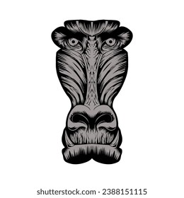 Ape face big foot gorilla line art drawing