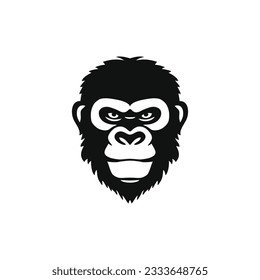 Ape face Logo of Monkey head silhouette Tshirt Clipart editable vector, animal chimpanzee icon, Gorilla symbol. isolated on white background.