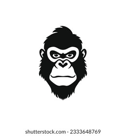 Logo de la silueta de la cara de un mono Tshirt vector editable, icono del chimpancé animal, símbolo de gorila. aislado de fondo blanco.