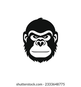 Logo de la silueta de la cara de un mono Tshirt vector editable, icono del chimpancé animal, símbolo de gorila. aislado de fondo blanco.