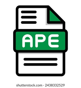 Ape file icon. flat audio file, icons format symbols. Vector illustration. can be used for website interfaces, mobile applications and software