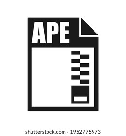 Icono de vector de archivo APE, estilo de diseño plano