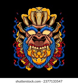 Ape flower head vector illustration