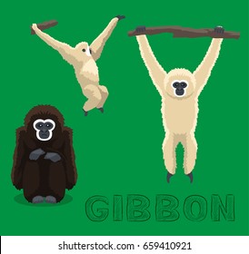 Ape Gibbon Cartoon Vector Illustration